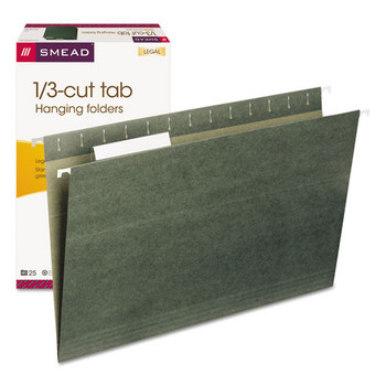 Hanging Folders, Legal Size, 1/3-cut Tab, Standard Green, 25/box