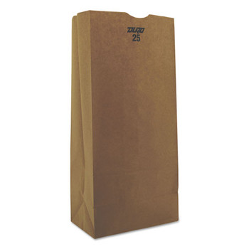 Grocery Paper Bags, 40 Lbs Capacity, #25, 8.25"w X 5.25"d X 18"h, Kraft, 500 Bags