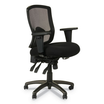 Alera Etros Series Mesh Mid-back Petite Multifunction Chair, Supports Up To 275 Lbs, Black Seat/black Back, Black Base