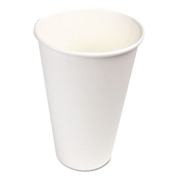 Paper Hot Cups, 16 Oz, White, 20 Cups/sleeve, 50 Sleeves/carton