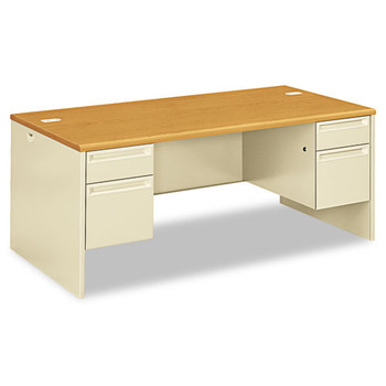 38000 Series Double Pedestal Desk, 72w X 36d X 29.5h, Harvest/putty