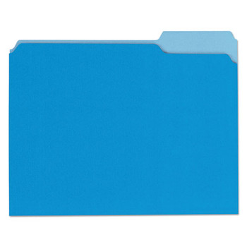 Deluxe Colored Top Tab File Folders, 1/3-cut Tabs, Letter Size, Blue/light Blue, 100/box