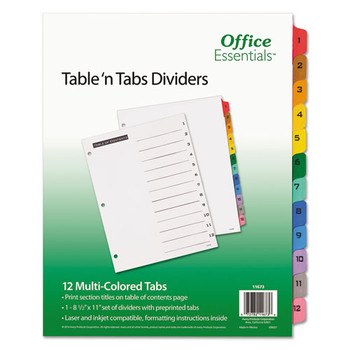 Table 'n Tabs Dividers, 12-tab, 1 To 12, 11 X 8.5, White, 1 Set - DAVE11673