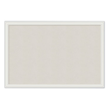 Linen Bulletin Board With Decor Frame, 30 X 20, Natural Surface/white Frame