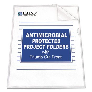 Antimicrobial Protected Poly Project Folders, Letter Size, Clear, 25/box