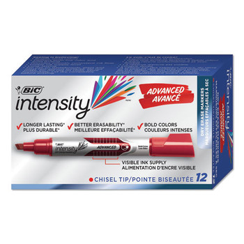 Intensity Tank-style Advanced Dry Erase Marker, Broad Chisel Tip, Red, Dozen