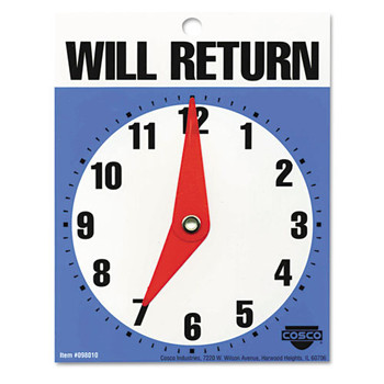 Will Return Later Sign, 5" X 6", Blue