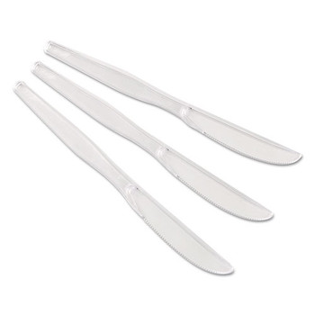 Heavyweight Polystyrene Cutlery, Knives, Clear, 1,000/carton