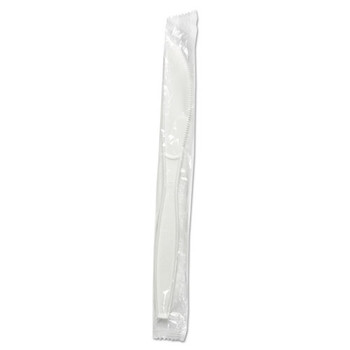 Heavyweight Wrapolypropyleneed Polypropylene Cutlery, Knife, White, 1000/carton