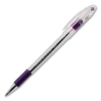 R.s.v.p. Stick Ballpoint Pen, Fine 0.7mm, Violet Ink, Clear/violet Barrel, Dozen