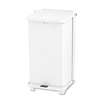 Defenders Biohazard Step Can, Square, Steel, 12 Gal, White