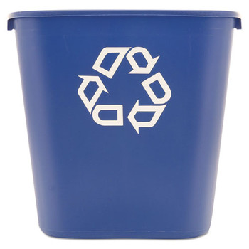 Medium Deskside Recycling Container, Rectangular, Plastic, 28.13 Qt, Blue