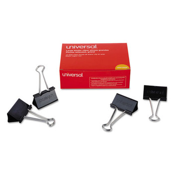 Binder Clips, Large, Black/silver, Dozen - DUNV10220