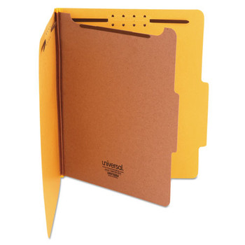 Bright Colored Pressboard Classification Folders, 1 Divider, Letter Size, Yellow, 10/box