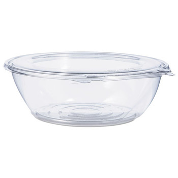 Tamper-resistant, Tamper-evident Bowls With Flat Lid, 48 Oz, Clear, 100/carton