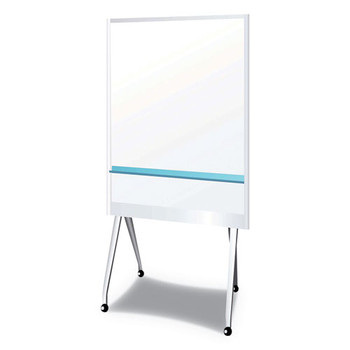 Mobile Partition Board Lg, 38 3/10" X 70 4/5", White, Aluminum Frame