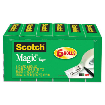 Magic Tape Refill, 1" Core, 0.75" X 36 Yds, Clear, 6/pack