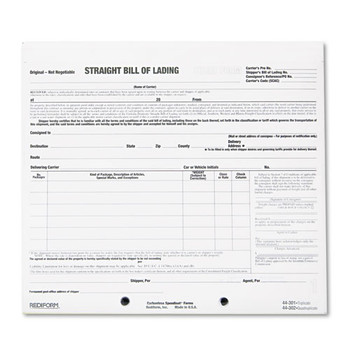 Bill Of Lading Short Form, 7 X 8 1/2, Three-part Carbonless, 250 Forms