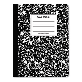 Composition Book, 4 Sq/in Quadrille Rule, Black Marble, 9.75 X 7.5, 100 Sheets