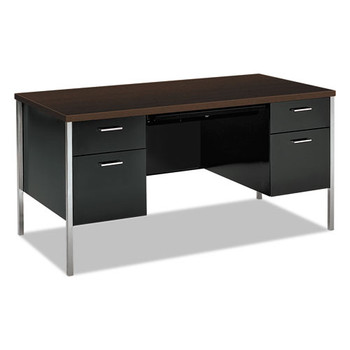 34000 Series Double Pedestal Desk, 60w X 30d X 29.5h, Mocha/black