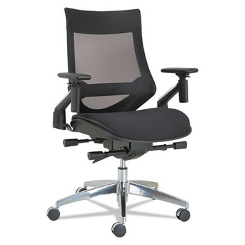 Alera Eb-w Series Pivot Arm Multifunction Mesh Chair, Supports Up To 275 Lbs, Black Seat/black Back, Aluminum Base