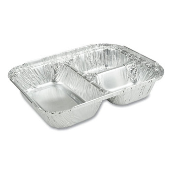 3-compartment Oblong Aluminum Foil Container, 23 Oz, 6.56 X 8.69 X 1.81, 500/carton