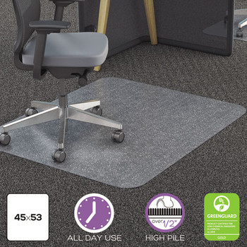 Polycarbonate All Day Use Chair Mat - All Carpet Types, 45 X 53, Rectangle, Clear