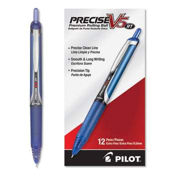 Precise V5rt Retractable Roller Ball Pen, 0.5mm, Blue Ink/barrel