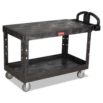 Heavy-duty 2-shelf Utility Cart, Tpr Casters, 25.25w X 54d X 36h, Black