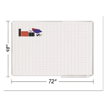 Grid Planning Board W/ Accessories, 1 X 2 Grid, 72 X 48, White/silver