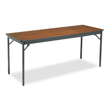 Special Size Folding Table, Rectangular, 72w X 24d X 30h, Walnut/black