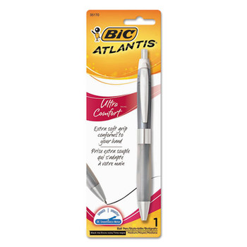 Atlantis Ultra Comfort Retractable Ballpoint Pen, 1mm, Black Ink, Assorted Barrel Colors