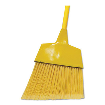 Poly Fiber Angled-head Lobby Brooms, 55", Yellow Lacquered Wood Handle, 12/carton