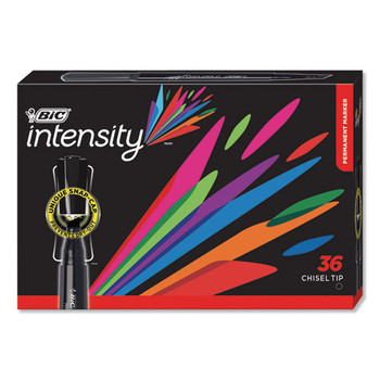 Intensity Chisel Tip Permanent Marker, Broad, Black, 36/pack