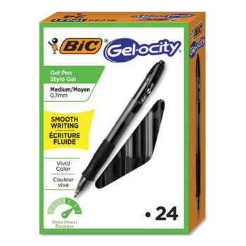 Gel-ocity Retractable Gel Pen, Medium 0.7mm, Black Ink/barrel, 24/pack