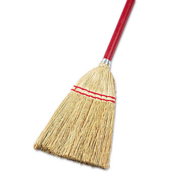 Lobby/toy Broom, Corn Fiber Bristles, 39" Wood Handle, Red/yellow, 12/carton