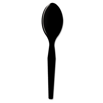 Plastic Cutlery, Heavy Mediumweight Teaspoons, Black, 1,000/carton