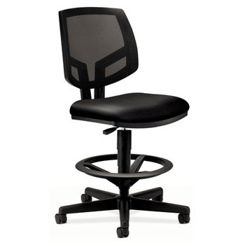 Volt Series Mesh Back Adjustable Leather Task Stool, 32.38" Seat Height, Up To 250 Lbs., Black Seat/back, Black Base