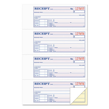 Money And Rent Receipt Books, 2-3/4 X 7 1/8, Two-part Carbonless, 400 Sets/book