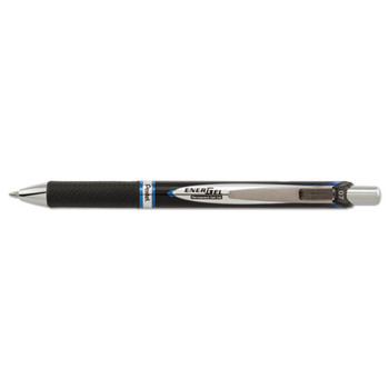 Energel Pro Retractable Gel Pen, Medium 0.7mm, Blue Ink, Black Barrel