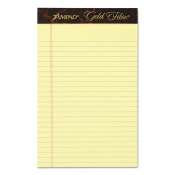 Gold Fibre Quality Writing Pads, Medium/college Rule, 5 X 8, Canary, 50 Sheets, Dozen