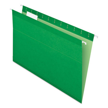 Colored Reinforced Hanging Folders, Legal Size, 1/5-cut Tab, Bright Green, 25/box