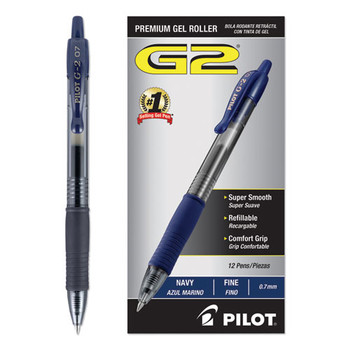 G2 Premium Retractable Gel Pen, 0.7mm, Blue Ink, Smoke Barrel, Dozen