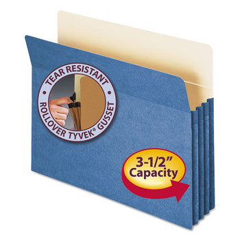 Colored File Pockets, 3.5" Expansion, Letter Size, Blue