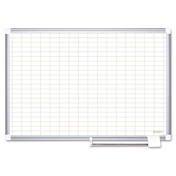 Gridded Magnetic Porcelain Planning Board, 1 X 2 Grid, 72 X 48, Aluminum Frame