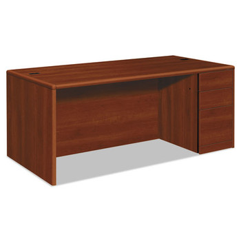 10700 Single Pedestal Desk, Full Right Pedestal, 72w X 36d X 29.5h, Cognac