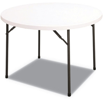 Round Plastic Folding Table, 48 Dia X 29 1/4h, White