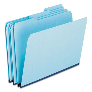 Pressboard Expanding File Folders, 1/3-cut Tabs, Letter Size, Blue, 25/box