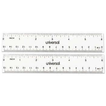 Clear Plastic Ruler, Standard/metric, 6", 2/pack