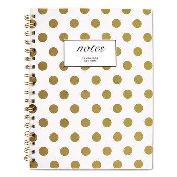 Gold Dots Hardcover Notebook, 1 Subject, Wide/legal Rule, White/gold Dots Cover, 9.5 X 7, 80 Sheets